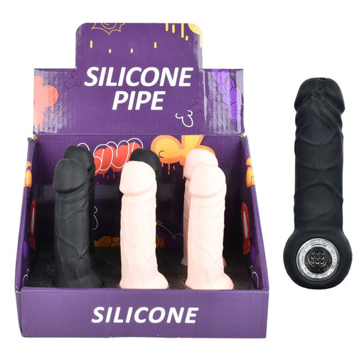 6PC DISP - Penis Silicone Hand Pipe - 5.25" / Assorted Colors - Kannabliss Exotics