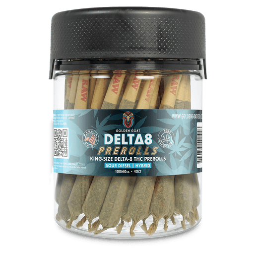 Delta 8 Doobies, King Size Jar, 50ct 100MG - Sour Diesel - Kannabliss Exotics