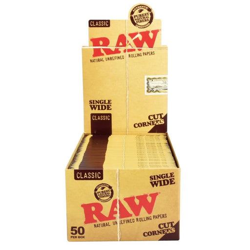 RAW Cut Corners Rolling Papers | Single Wide - Kannabliss Exotics