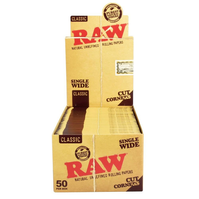 RAW Cut Corners Rolling Papers | Single Wide - Kannabliss Exotics
