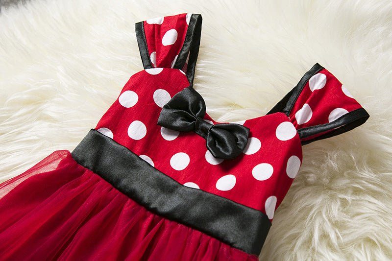 Sleeveless Vest Polka Dot Bow Princess Dress - Kannabliss Exotics
