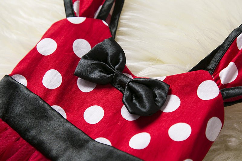 Sleeveless Vest Polka Dot Bow Princess Dress - Kannabliss Exotics