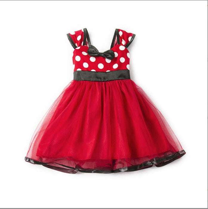 Sleeveless Vest Polka Dot Bow Princess Dress - Kannabliss Exotics
