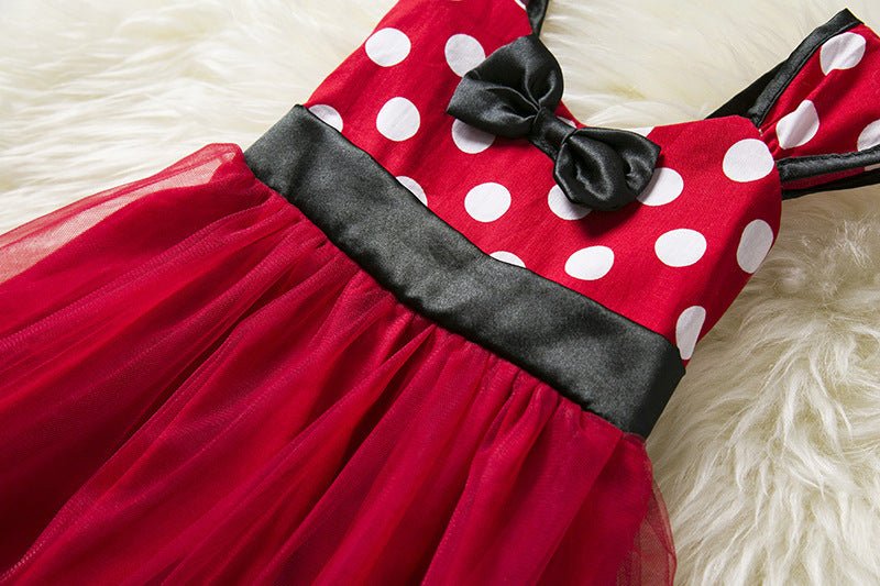 Sleeveless Vest Polka Dot Bow Princess Dress - Kannabliss Exotics