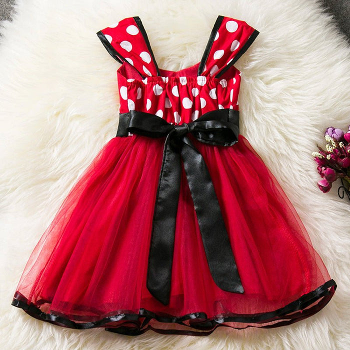 Sleeveless Vest Polka Dot Bow Princess Dress - Kannabliss Exotics