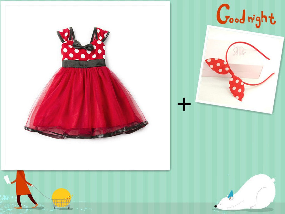 Sleeveless Vest Polka Dot Bow Princess Dress - Kannabliss Exotics