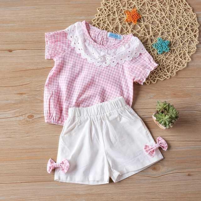 Summer Children Clothes Big Bow T - Shirt Shorts Clothing Set - Kannabliss Exotics