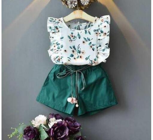 Summer Children Clothes Big Bow T - Shirt Shorts Clothing Set - Kannabliss Exotics