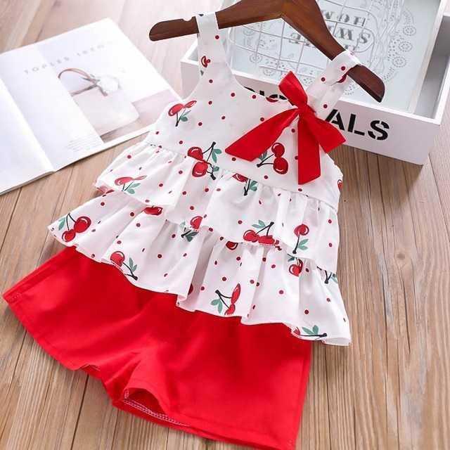 Summer Children Clothes Big Bow T - Shirt Shorts Clothing Set - Kannabliss Exotics